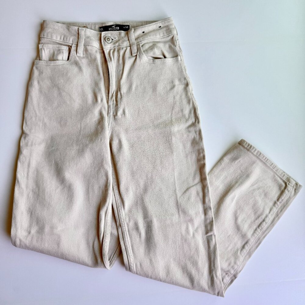 Hollister Khaki Beige Ultra High-Rise Dad Jean w24R Denim Pants Pre-Owned
